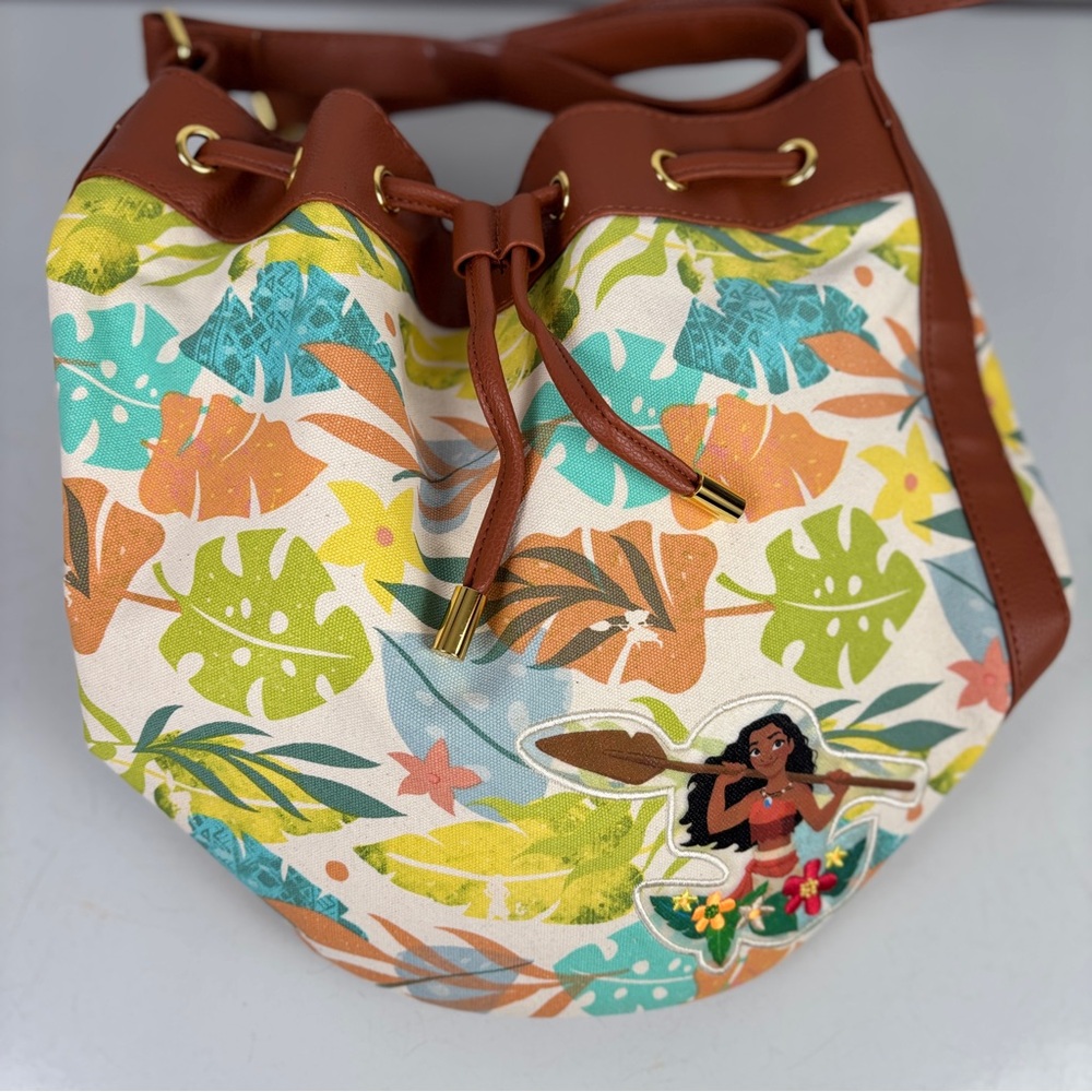 Disney Parks Moana Tropical Print Swim Bag with Brown Accents
